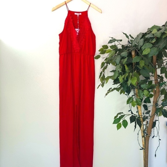 NWT Wayf Red Maxi Dress With Slit - Picture 1 of 8